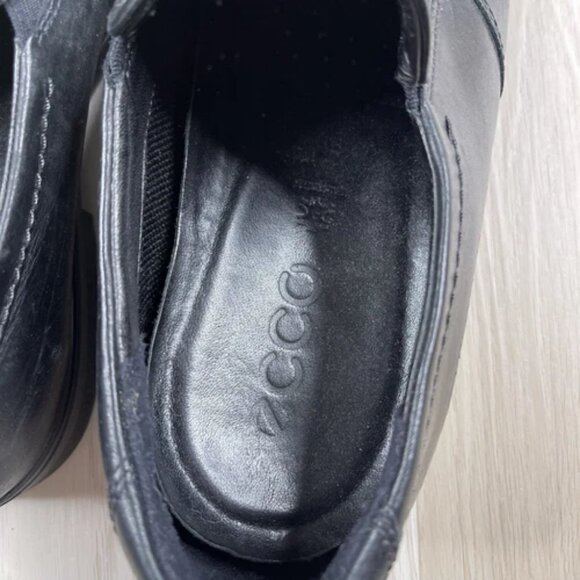 Ecco Mens Black Shoes Size 45 Leather Loafer Slip On - Picture 8 of 12